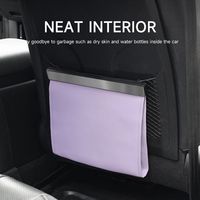 Magnetic Adsorption Car Garbage Bag PU Leather with LED Light Seat Hanging Trash Can Waterproof Leak-proof Car Storage Pocket