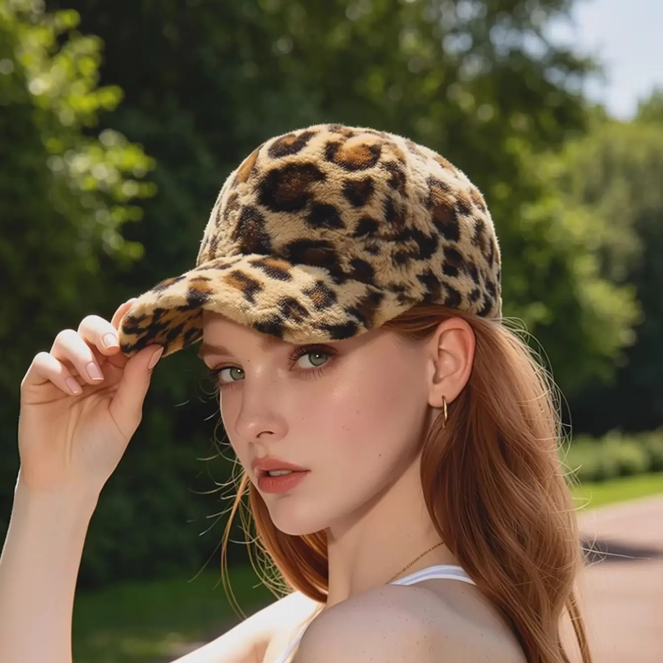 New Leopard Print Winter Warm Baseball Snapback Cap, Versatile Sunshade Outdoor Hat for Men Women Daily Casual Wear