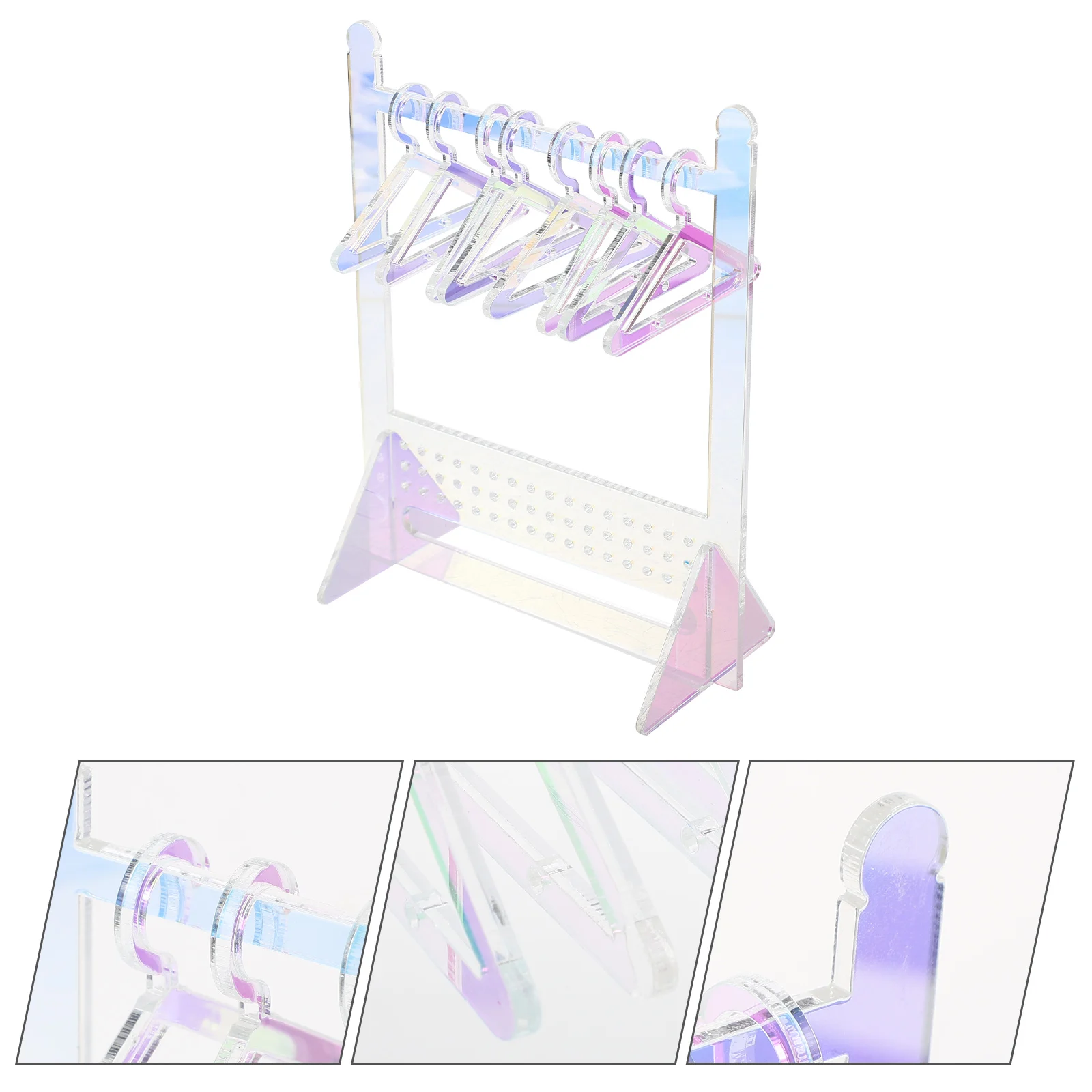 

1 set 1 Set Acrylic Display Rack With Mini Hangers Small Organizer Stand Stable Supporting Clear Dangle Earring Holder For Women