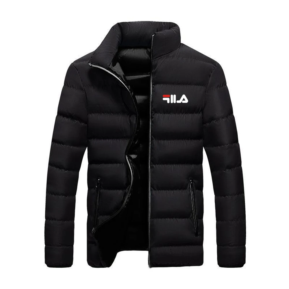 معطف عصري مطبوع على طراز الأعمال لخريف وشتاء جديد بأكمام طويلة من القطن يشبه الحرير مع سترة بسحاب، معطف دافئ للرجال #1