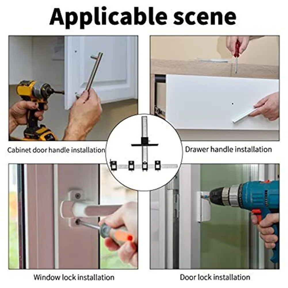 Gabinete Hardware Jig Tool, ajustável Punch Locator, Perfuração de madeira, Dowelling guia para portas, alças de gaveta, Knobs instalação