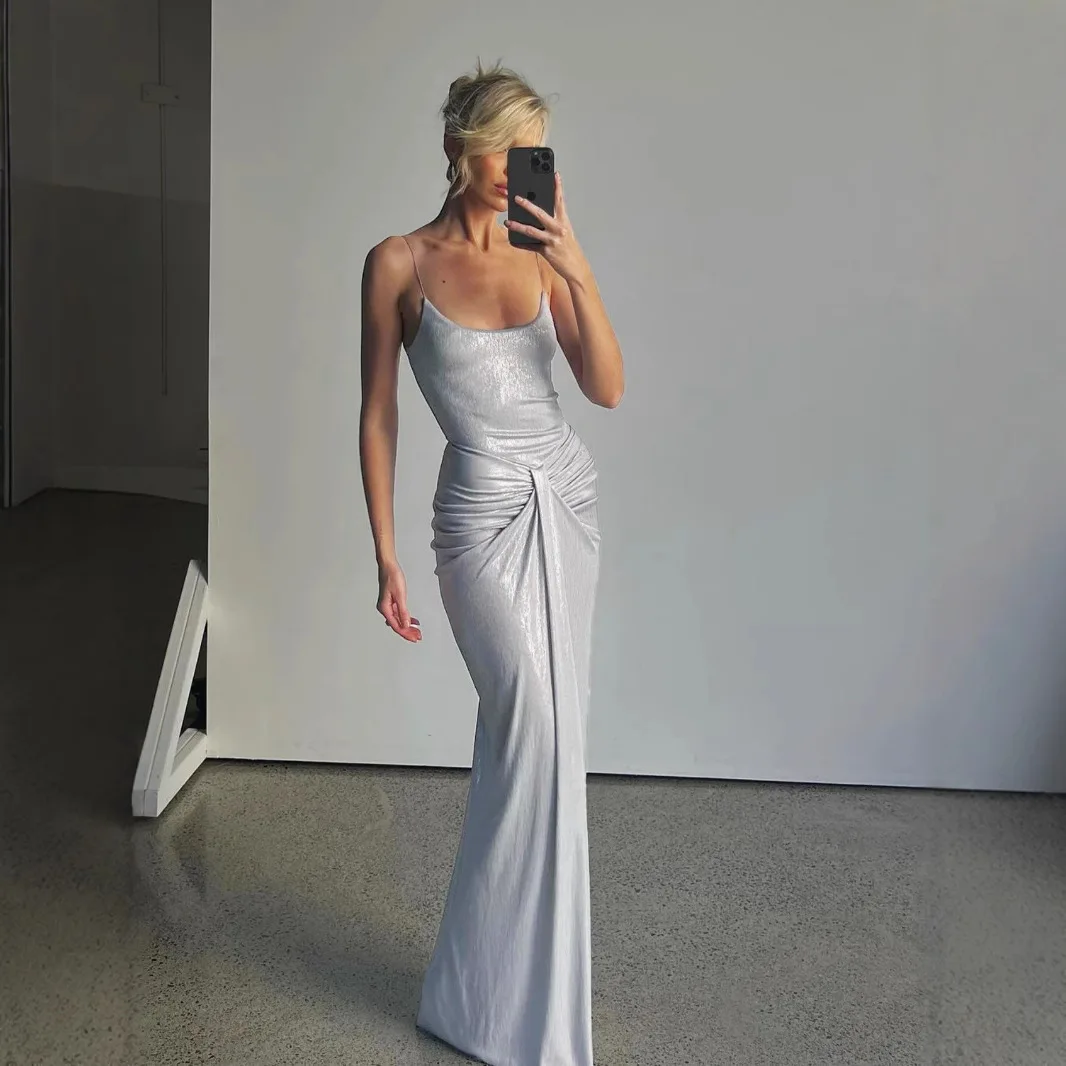Summer Women's Sexy Camisole Sleeveless Dress with Causal Elegant Temperament Ladies' Party Long Dress