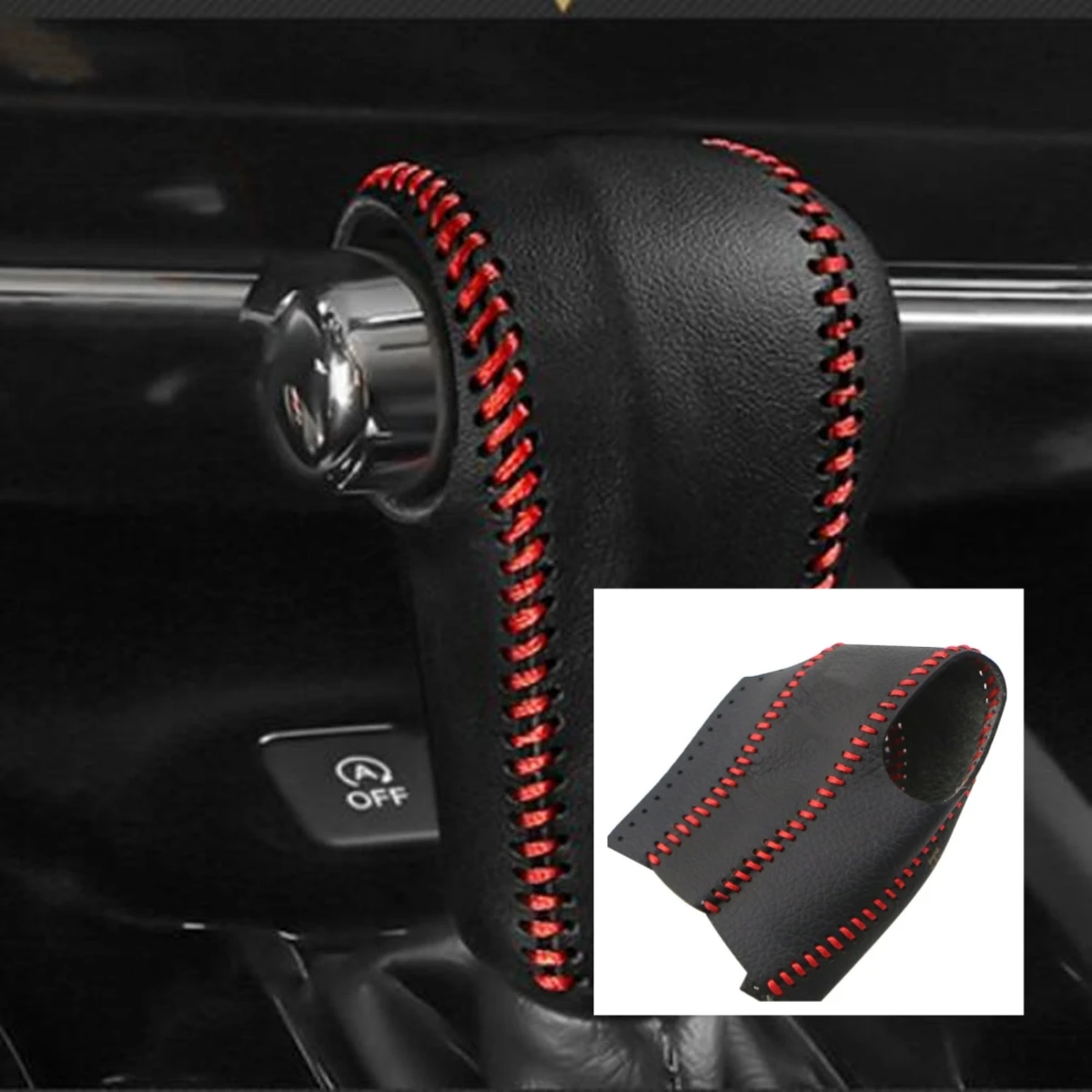 Genuine Leather Car Handball Gear Shift Knob Cover for Honda HRV HR-V Vezel 2014 2015 2016 2017 2018 2019 2020 AT Accessories