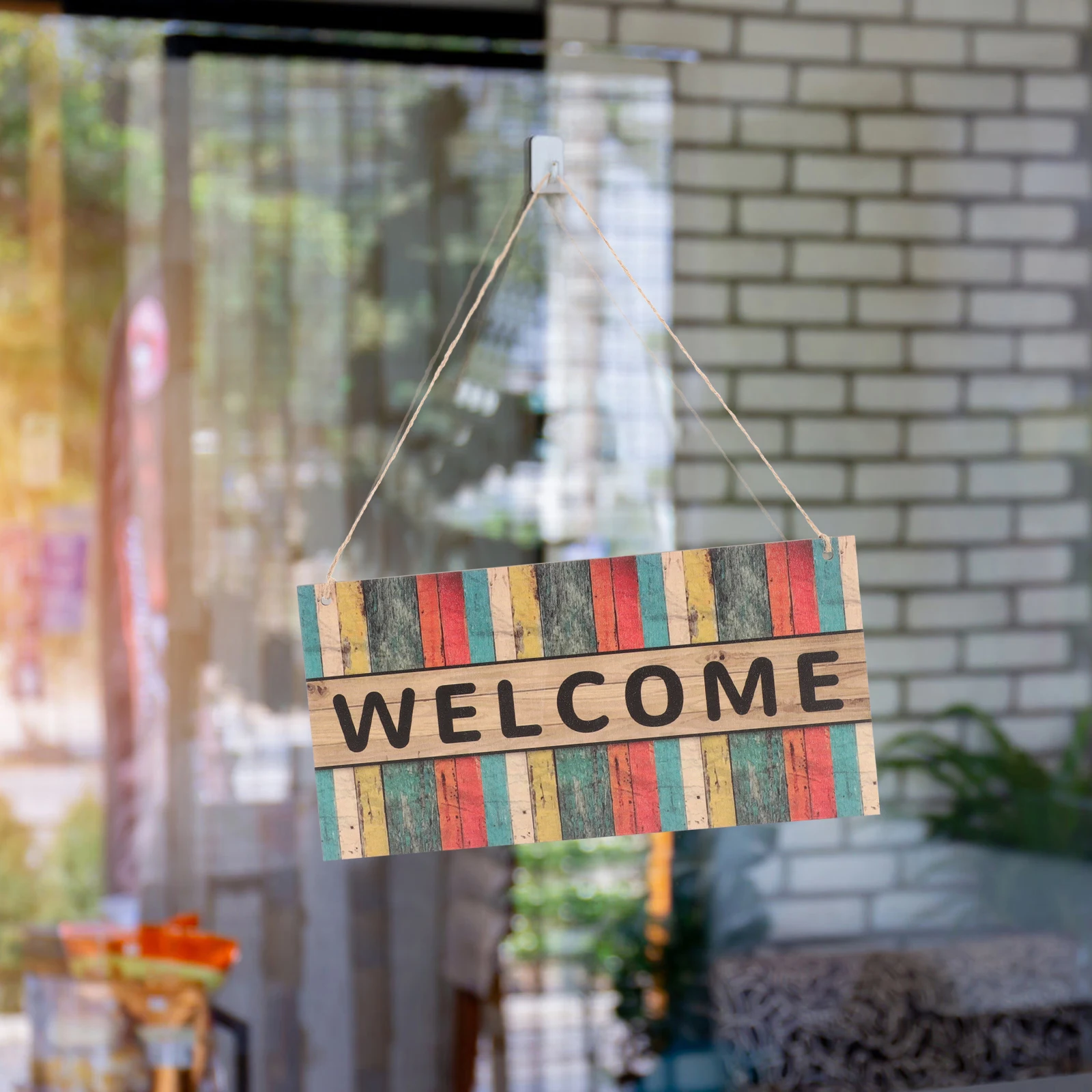

Wooden Door Welcome Sign Farmhouse Porch Plaque Outdoor Hanging Sturdy Lightweight Lanyard Design Decorative Pendant Home Moving