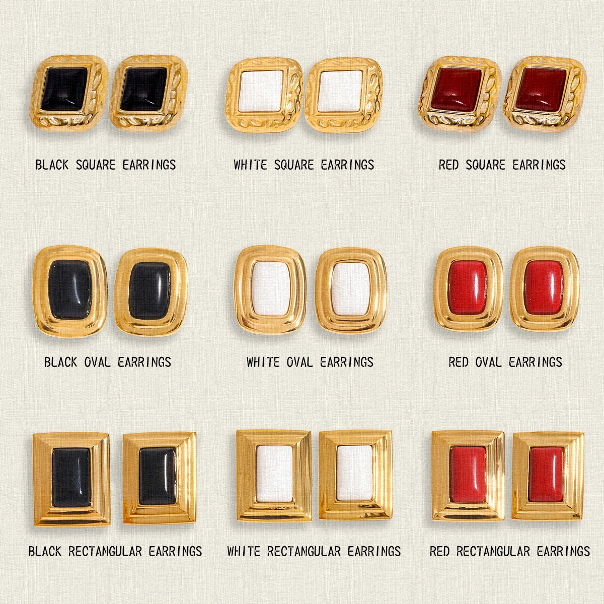 

AIKOER Retro Agate Geometric Ear studs Stainless Steel Texture Irregular Earrings Large Female Lead Women's Accessories Party Gi