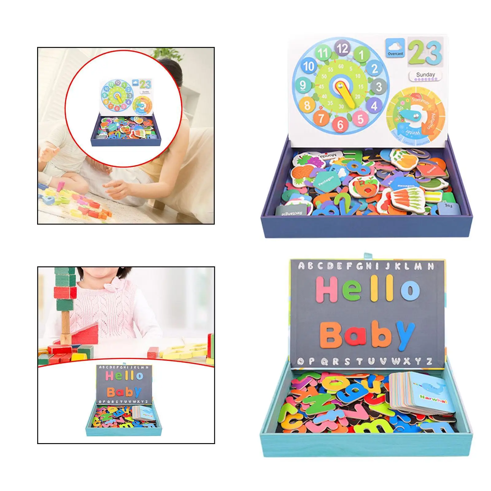 Wooden Puzzle Board Toy Language Teaching with Box Early Learning Toy for Children Boys Girls Kids Toddlers Birthday Gift