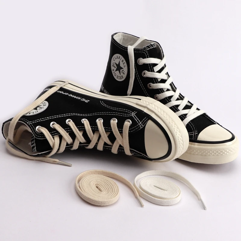 1Pair Flat Shoelaces Canvas Sneakers Sports Shoes Laces Classic Women Men Shoelace Solid Double White Black Allstar Shoe lace image 4