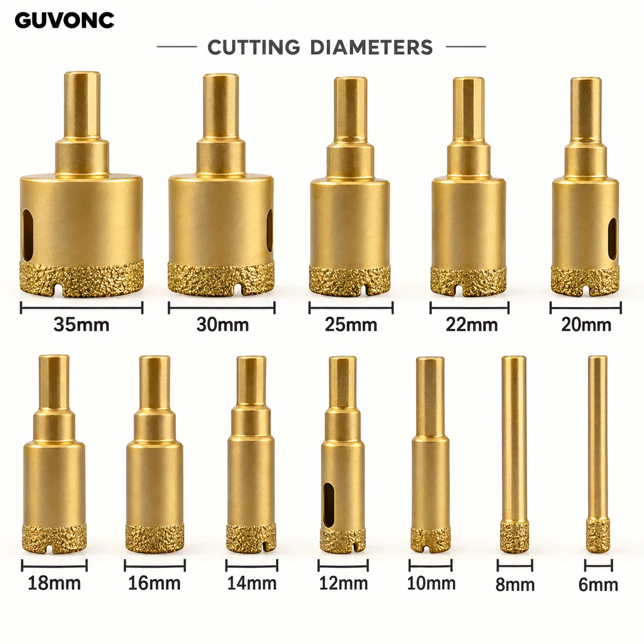 12Pcs Diamond Hole Saw Set 6/8/10/12/14/16/18/20/22/25/30/35mm, Grit Edge for Tile Marble with Storage Case