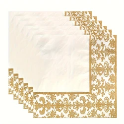 40/100Pcs,  Golden Printing Napkins, Cocktail Tissue, Wedding Tableware Decoration, Cleaning Supplies, Christmas Party Supplies