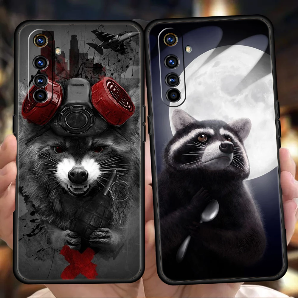 Cute Animal Raccoon Phoen Case Cover For Realme 8i 9i 9 8 7 6 Pro C25 C21 C11 C3 GT2 10 Pro Plus 5G Silicone Shockproof Shell