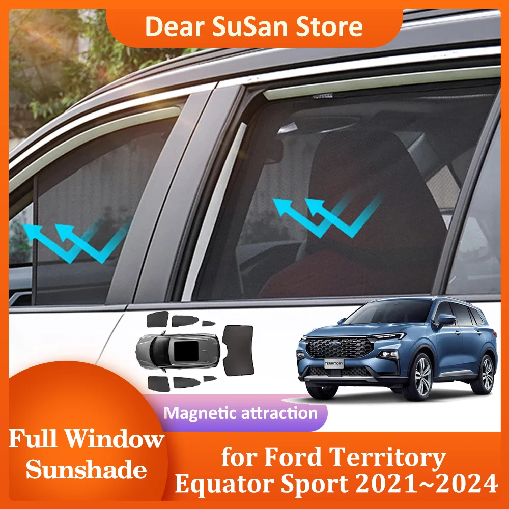 Magnetic Car Sunshade for Ford Territory Equator Sport 2021~2024 Front Windshield Frame Curtain Side Window Skylight Accessories