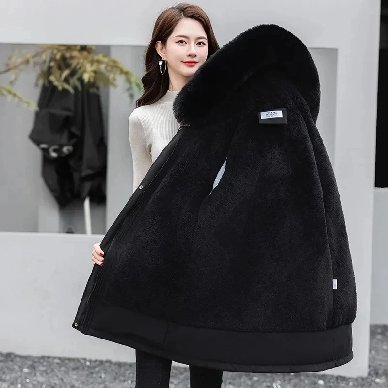 Winter Add Velvet Thicken Pai Overcome Long Cotton-Padded Jacket Female New Korean Down Coat Women Parkas Fashion Outerwear Top