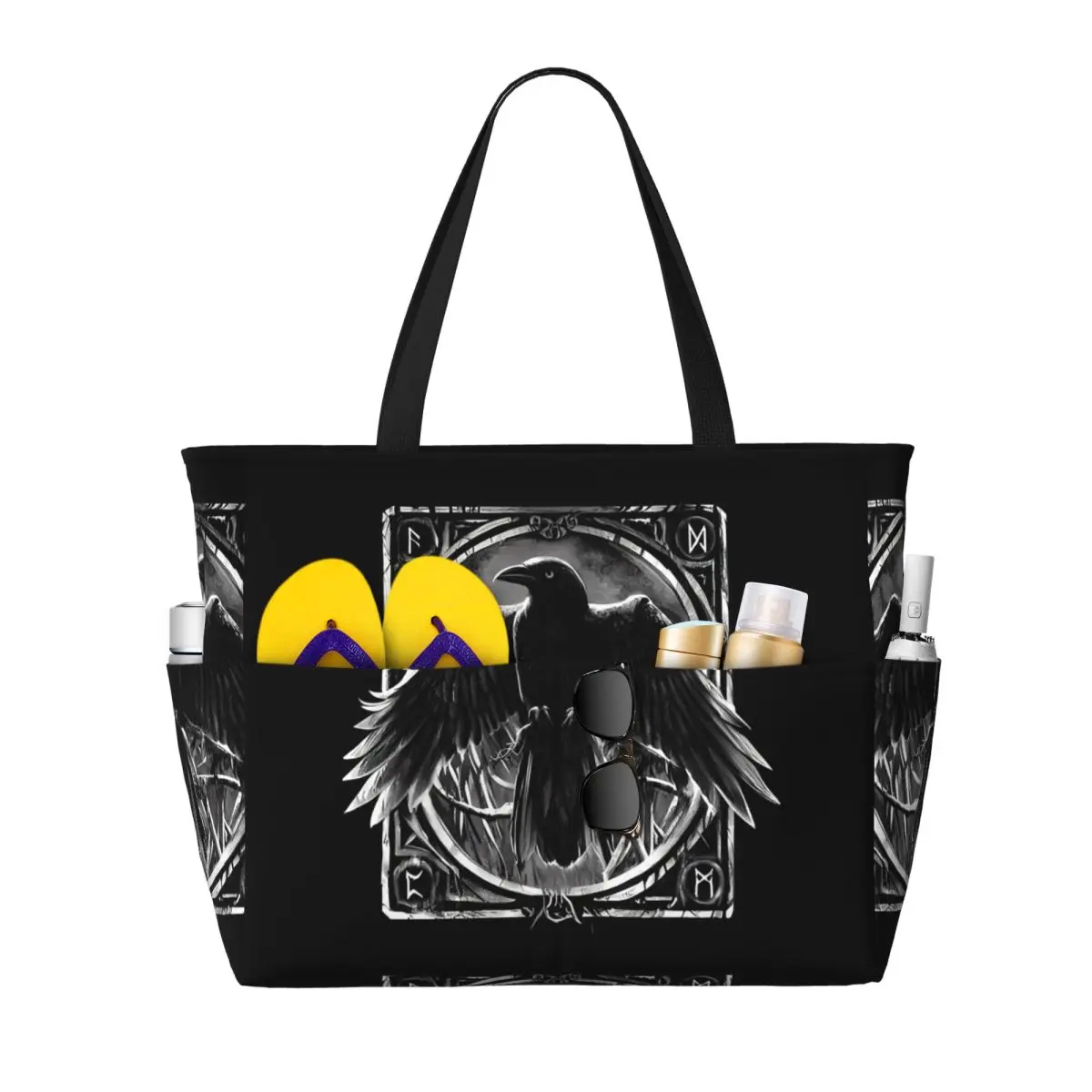 

Odin's Watcher Yggdrasil Raven Beach Tote Bag Sport Gym Yoga Duffle Large Tote Bag Women Travel Bag Fitness bag