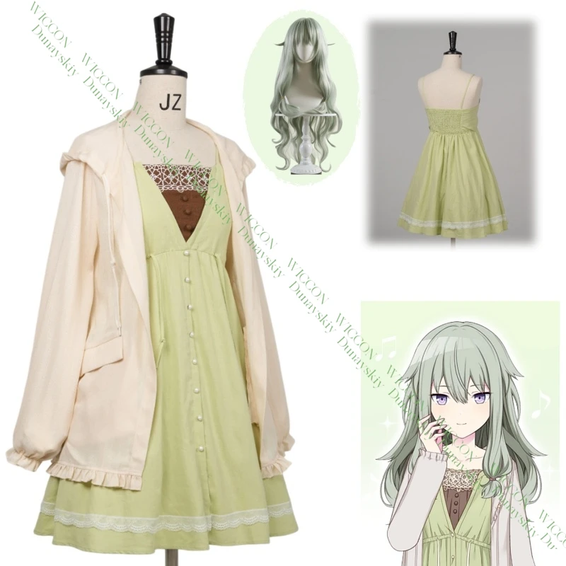 

Kusanagi Nene Cosplay Costume Wig Set Anime Green Dress with Backpack for Party Daily Wear Jirai Kei Cute Project SEKAI WS Outfi