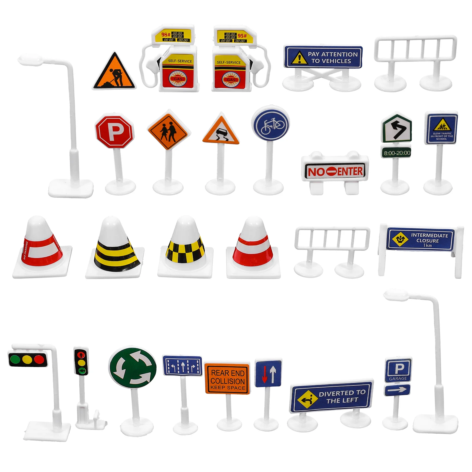 

28 Pcs Children's Traffic Signs Kids Toys Mini Road Cones Conical Street For Plastic Models Early Education