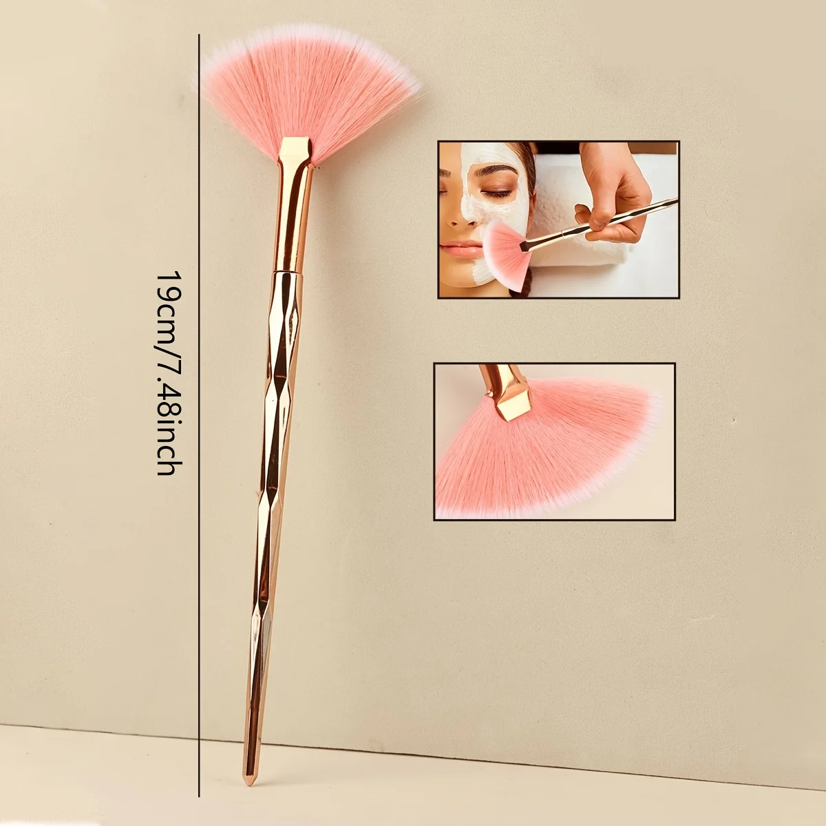 1 Uds. Nuevos cepillos faciales prácticos, brochas de maquillaje con ventilador, brochas suaves y portátiles para máscara, herramientas cosméticas para mujeres y niñas, abalorio de uñas Beaut