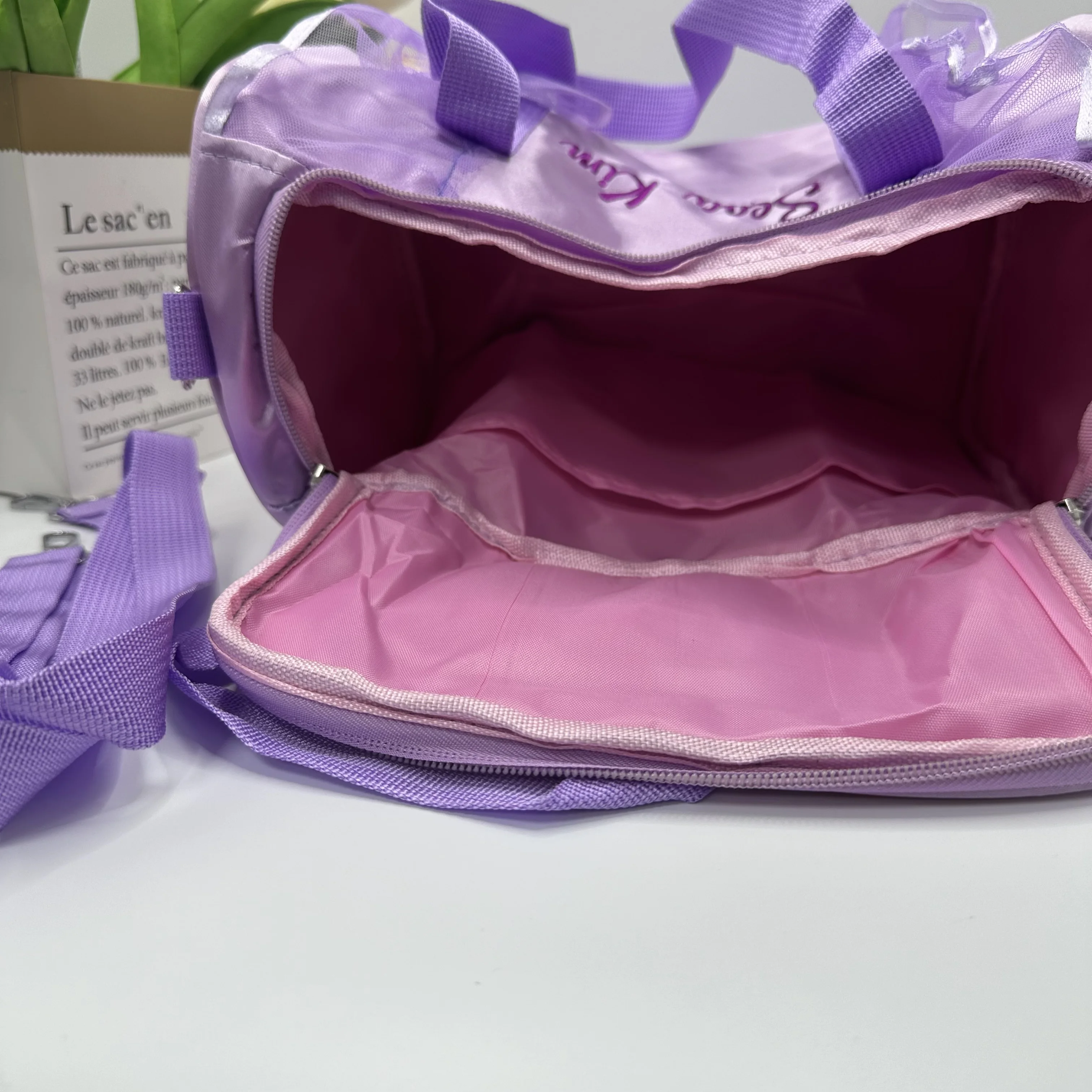 Borsa da ballo personalizzata per bambini per ragazze borsa da Ballerina borsone in pizzo rosa per borsa da balletto con ricamo personalizzato a