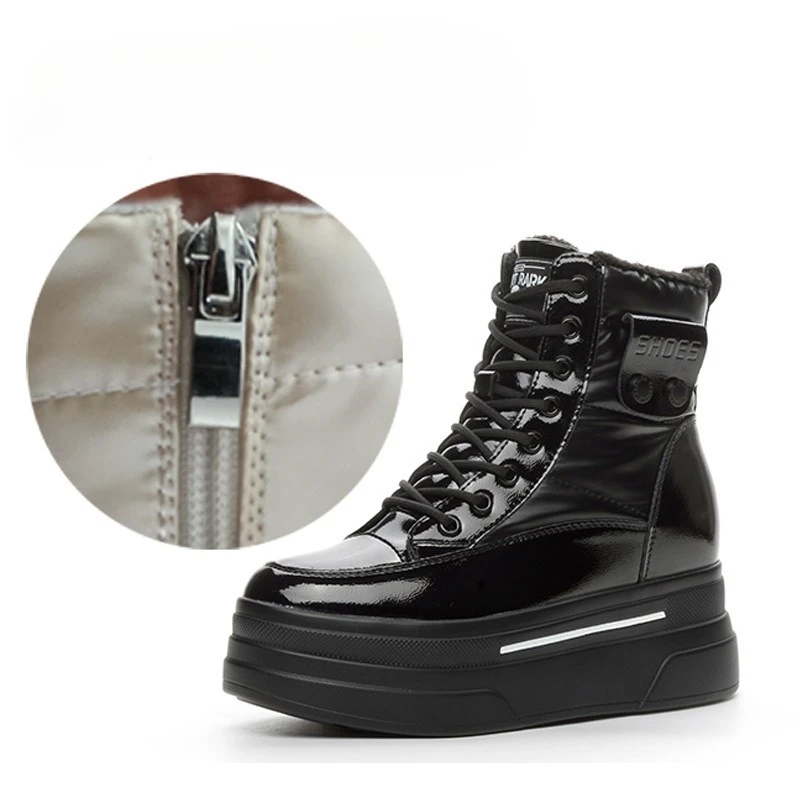 

Women's Snow Boots Chunky High Platform with Laces White Lace-up Shoes for Woman Round Toe Boot Female Sale Plus Warm Comfrtable