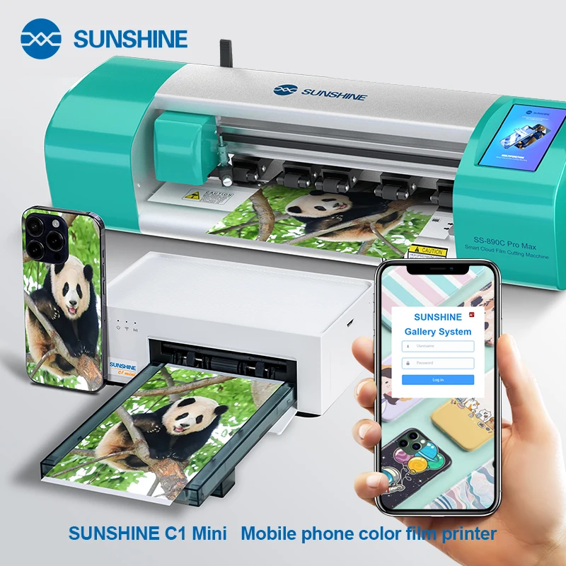 SUNSHINE C1 Mini telefon komórkowy DIY Kolorowa drukarka filmowa Bezpośrednie połączenie WiFi dla maszyn do cięcia filmów Seria poniżej 7,5 cala