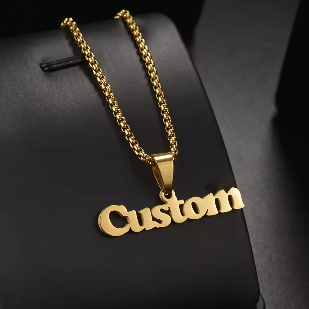Customzied Name Necklace For Women Men Fashion Punk Custom Personalized Necklace Stainless Steel Statement Jewelry Couple Gifts