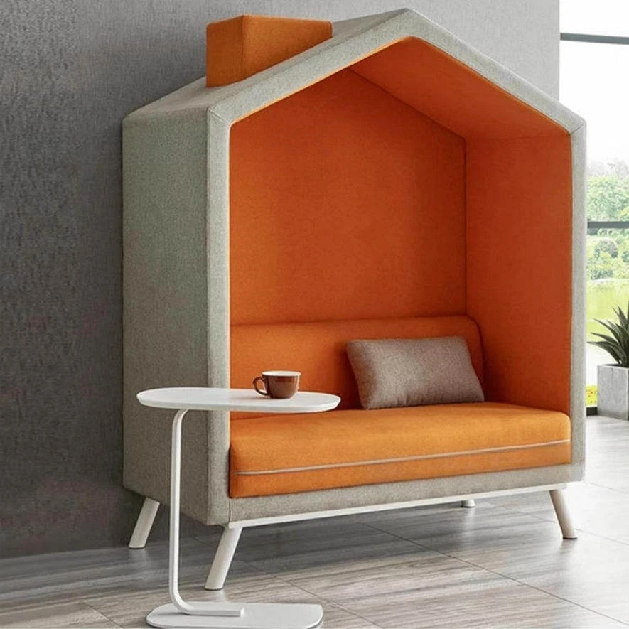 Fabric special-shaped sofa resting area public leisure training kindergarten enclosed house high backrest house sofa