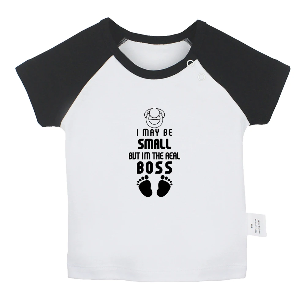 I May Be Small But I'm the Real Boss Baby T-shirts Cute Boys Girls Tees Infant Short Sleeves T shirt Newborn Clothes Kids Tops