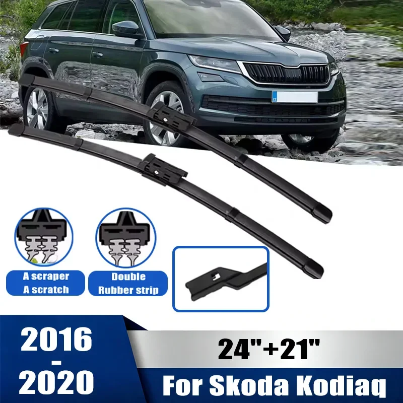 

2pcs Wiper Front Wiper Blades Set For Skoda Kodiaq 2016-2020 2017 2018 2019 Windshield Windscreen Window 24"+21"Car Accessories