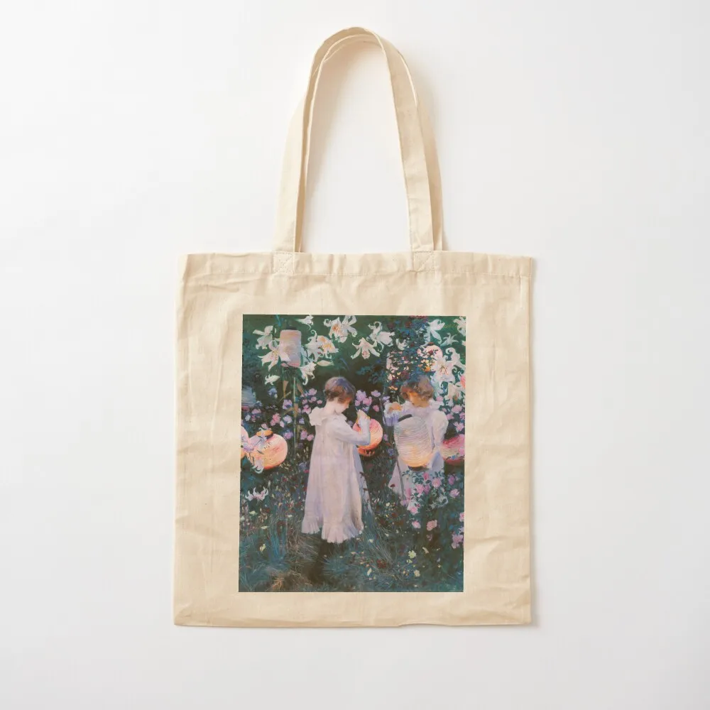 John Singer Sargent - Carnation, Lily, Lily, Rose (1886) Tote Bag tote bag custom shopper bags foldable reusable bag