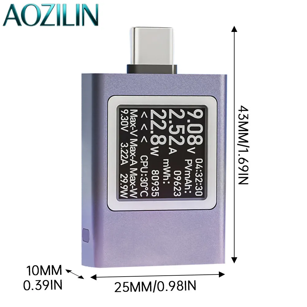 AOZILIN Type-C PD USB Tester Digital DC Current Voltage Meter Power Detector Charger Testing Module
