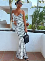 JULISSA MO Sexy Backless  Print Dots Flower Women Maxi Dress Spaghetti Strap Evening Dress Autumn Skinny Elegant Party Clubwear - Image 3