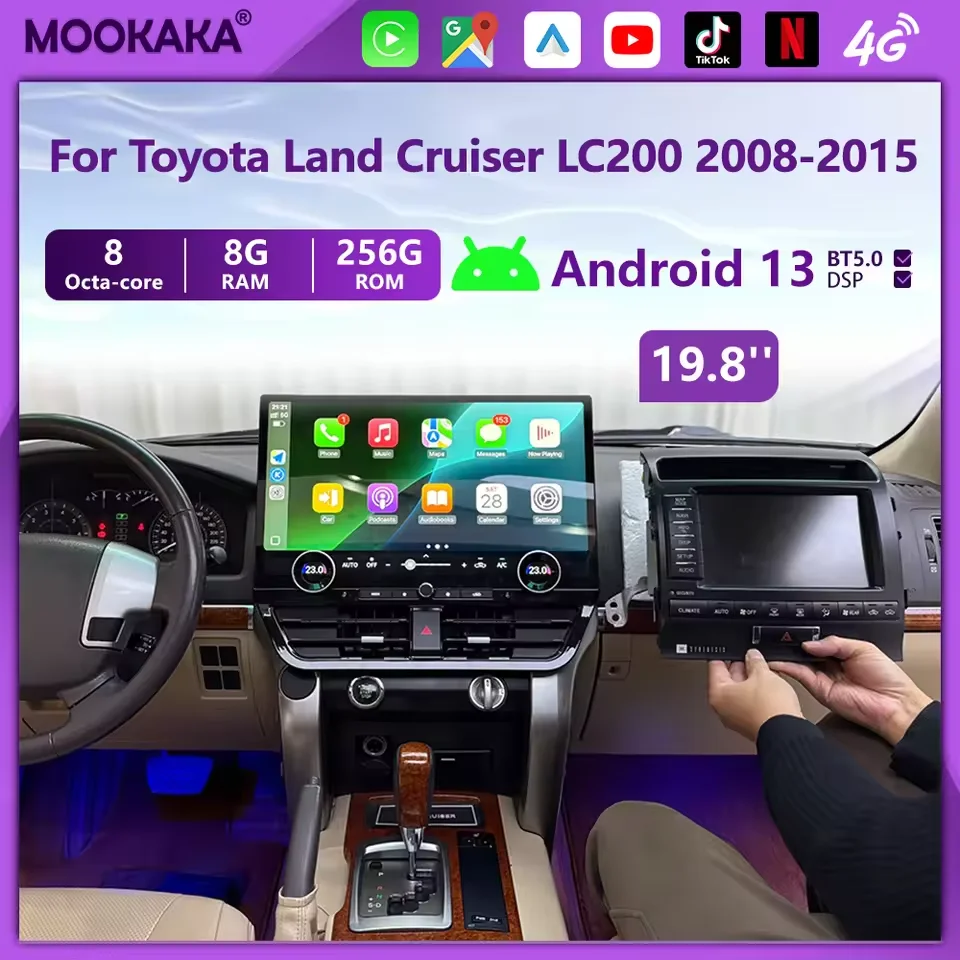 

19.8'' Android Vertical Screen For Toyota Land Cruiser LC200 2008-2015 Car Radio Multimedia Player CarPlay GPS Navigation Stereo