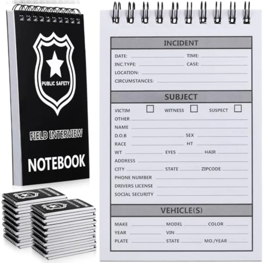 

Pcs Public Safety Notebook Police Field Interview Report Notepad for Law Enforcement Officer Gifts Ticket Book Notebook Cop Int