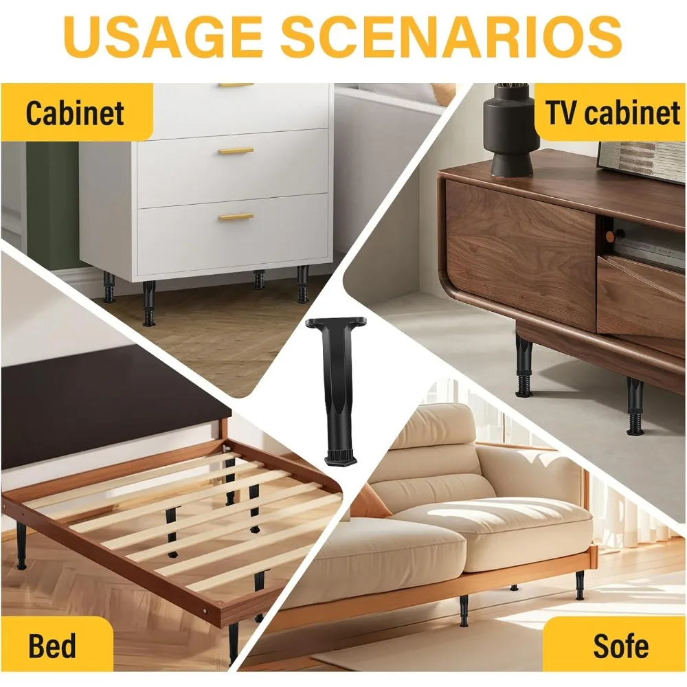 Gambe di supporto per struttura letto da 8 pezzi ad altezza regolabile - Gamba di supporto per doghe da letto da 7,8-14,6 pollici con viti, Gambe per mobili per struttura letto/Be
