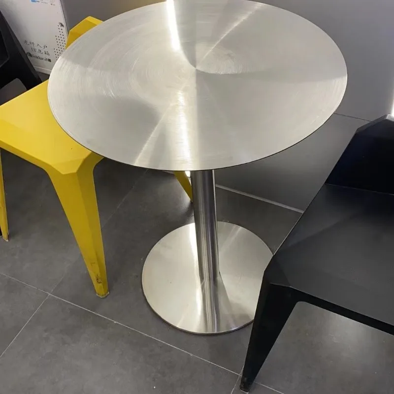 Endüstriyel Tarz Sehpa Yuvarlak Metal Çay Dükkanı Yemek Masaları Modern Paslanmaz Çelik Yan Sehpa Cafe Ticari Mobilya