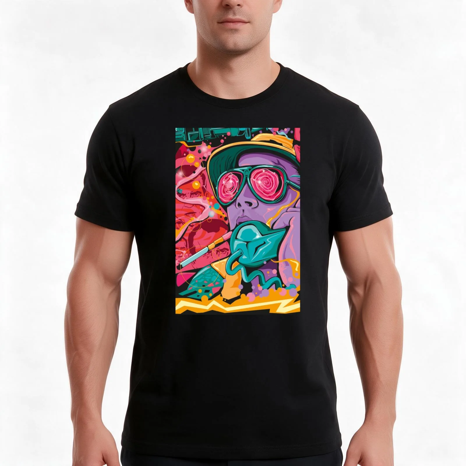 Fear and loathing in las vegas T-Shirt, Summer Casual Cotton Tee, Oversized Streetwear Tops, Vintage Graphic Print, 100% Cotton
