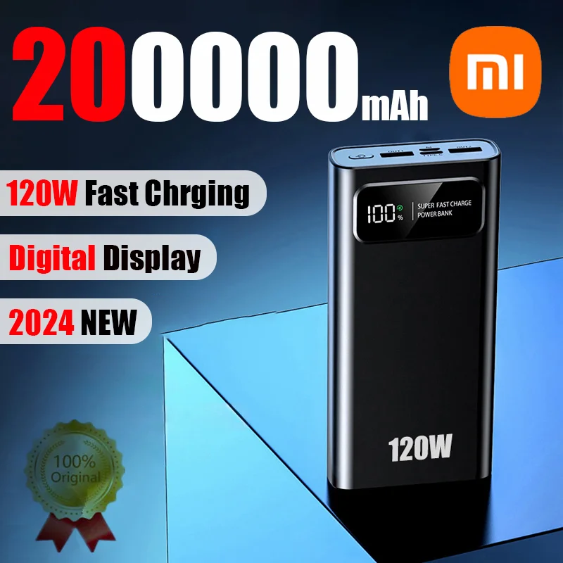 

Внешний аккумулятор Xiaomi, 200000 мАч, 120 Вт, Сверхбыстрая зарядка, аккумулятор высокой емкости, внешний аккумулятор с цифровым дисплеем для Iphone, Samsung, Huawei