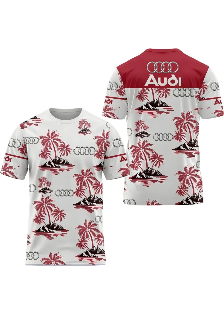 Summer 2026 Best-Selling Audi Logo 3D Printed T-Shirt Men's Comfortable Moisture-Wicking Quick-Drying Short-Sleeved Trendy Top
