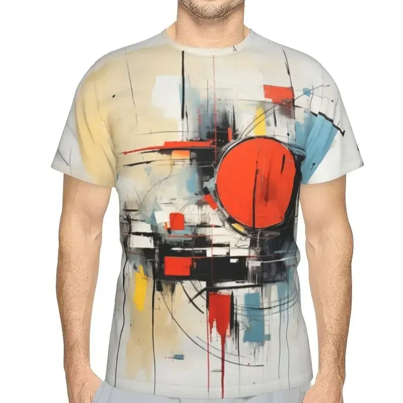 

Men's Casual Fashion Loose 3D Abstract Painting Printed Short Sleeve T-shirt Summer Cool Breathable Oversized Loose Sports T-shi