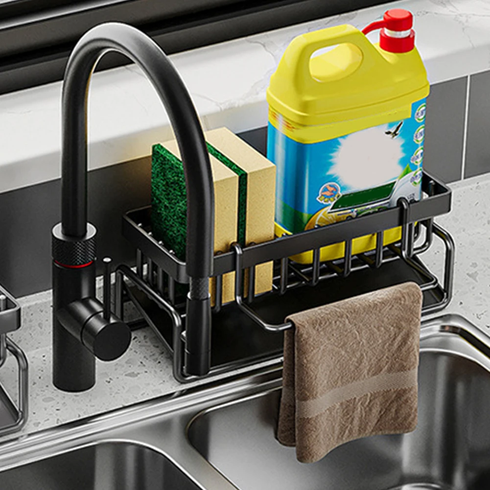 

Multifunctional Kitchen Sink Caddy with Self-draining Tray Rustproof Dish Sponge Organizer Sink Storage Countertop Organization