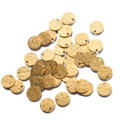 40Pcs Brass Hammered Textured Round Charms Embossing Circle Stamping Disc Coin Tags Pendants For Diy Bracelet Jewelry Making