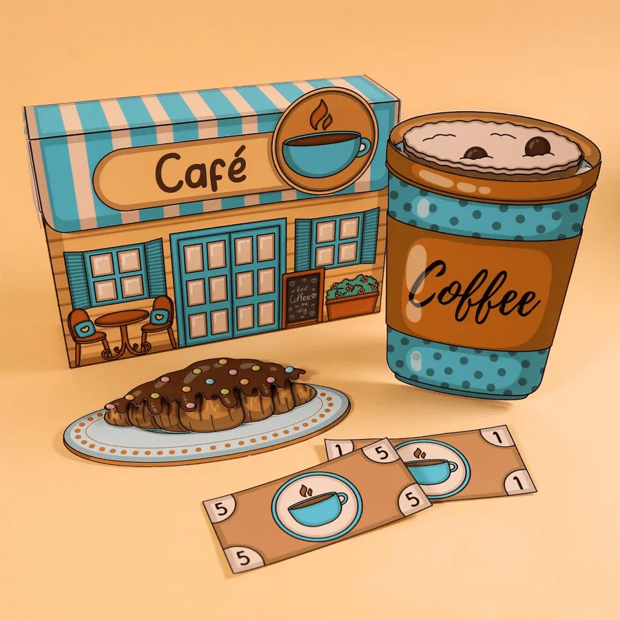 Coffee shop sticker role-playing DIY scrapbook set quiet book activity fun handmade decompression toy handmade book
