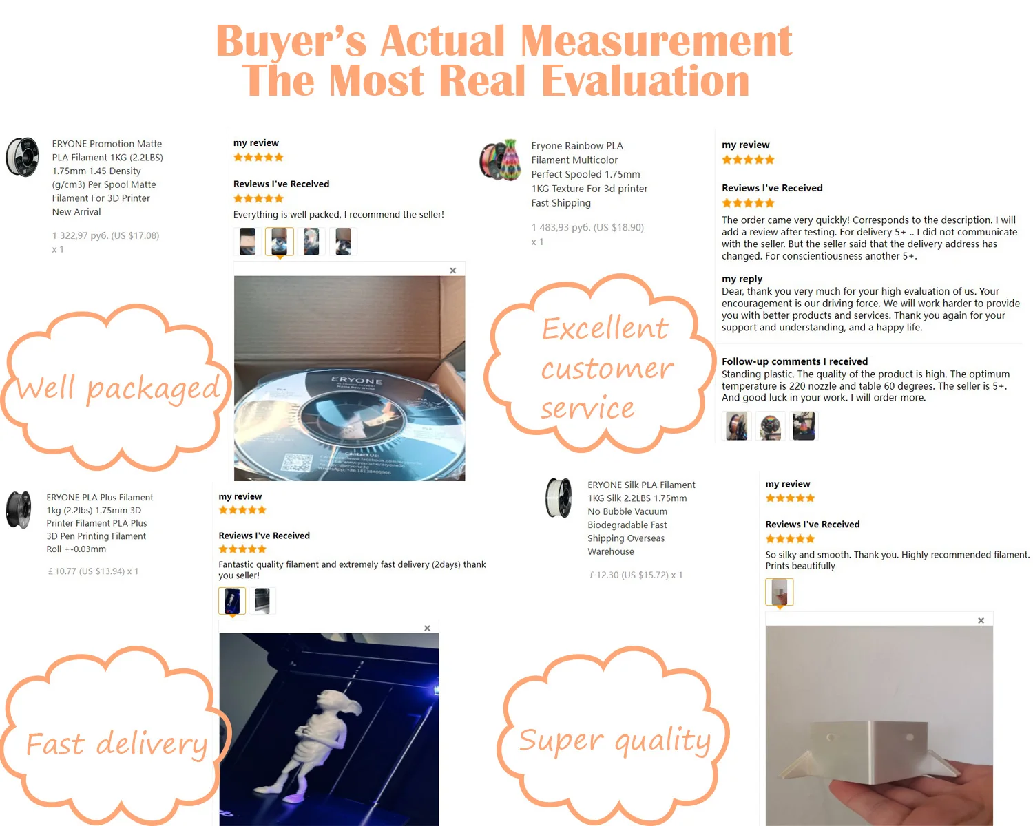 ERYONE 10KG Standard PETG Filament 1,75mm für 3D-Druck, Mehrfarbig Erhältlich, PETG-Filament, 3D-Filament Großhandel, 1KG/Spule – Detail 10