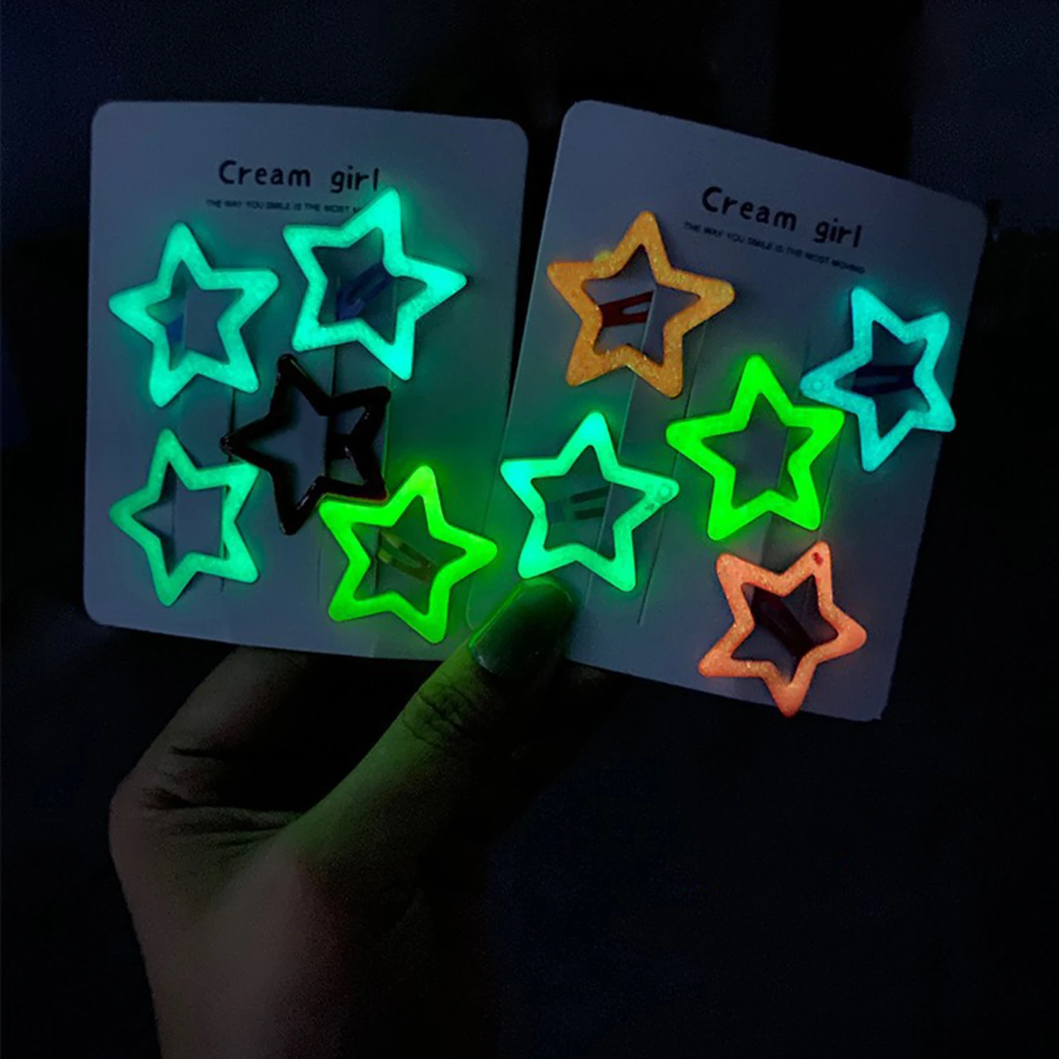 Colorful Luminous Star BB Hair Clips Girls Y2K Cute Star Barrettes Women Simple Metal Snap Clip Headdress Hair Hair Accessories