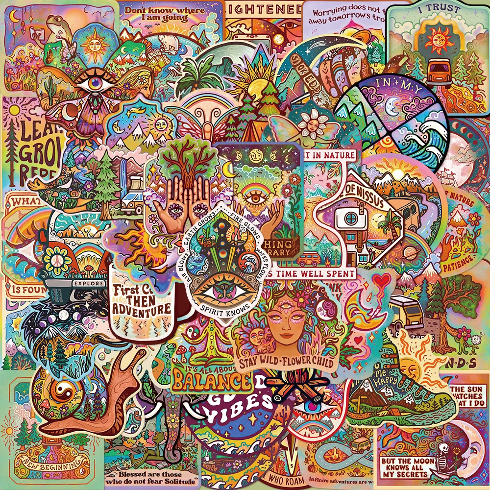 10/30/50 pçs engraçado acampamento graffiti adesivos pintura do vintage decalques dos desenhos animados diy bagagem portátil skate legal adesivo brinquedo presentes