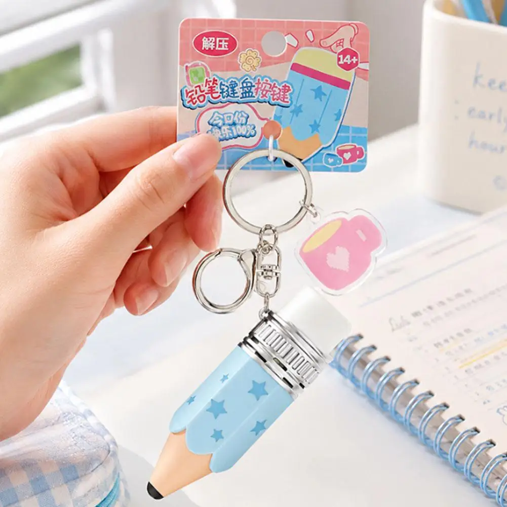 Niedlicher Click-Fidget-Schlüsselanhänger, Bleistift-Fidget-Spielzeug zur Stress- und Angstlinderung mit befriedigenden Klickgeräuschen im Tastaturstil, Geschenk für Erwachsene – Detail 10