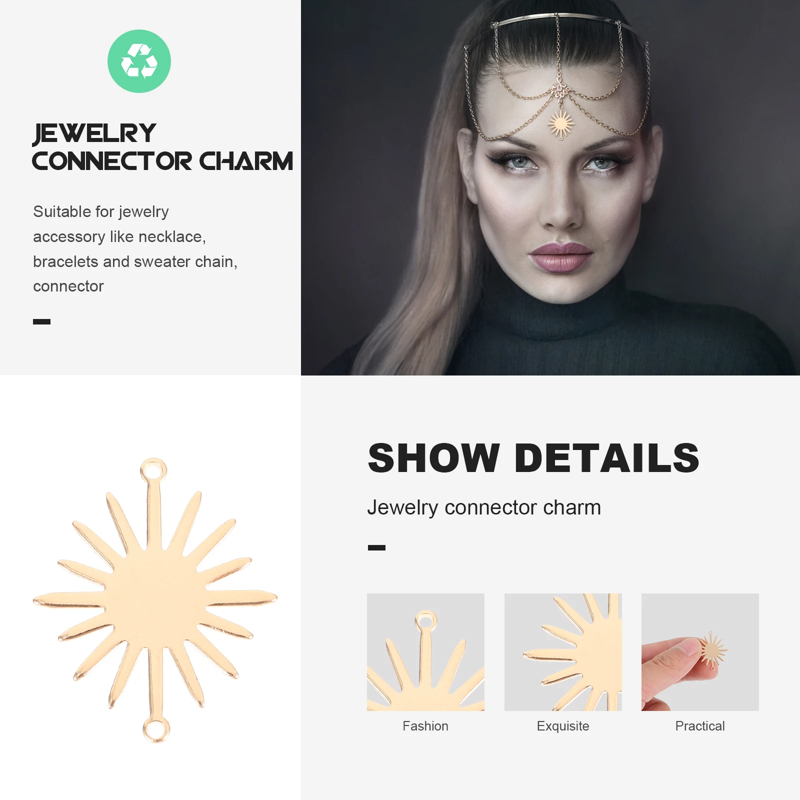 

10 Pcs Copper Bracelet Jewelry Connector Charm Charms Double Earrings Necklace Pendant Pendants Flower Chain Child