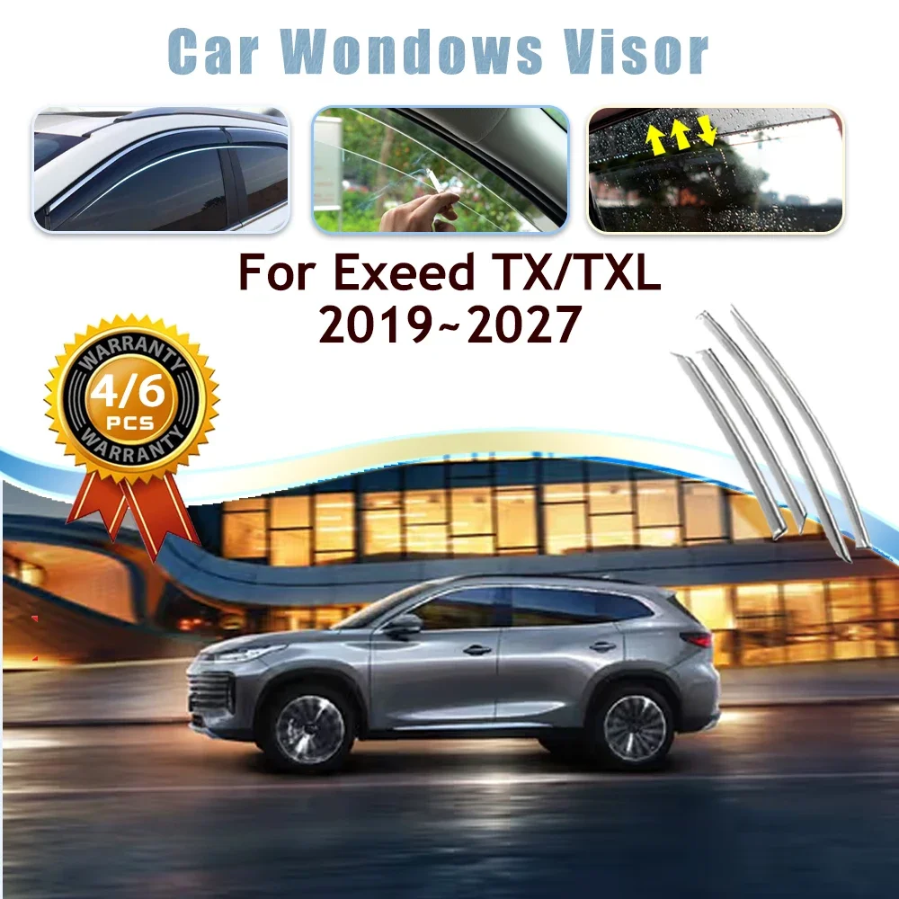 

4PCS Car Window Visor For Exeed TX TXL Lingyun 2019-2027 Waterproof Rain Guard Deflector Awning Trim Cover Vent Auto Accessories