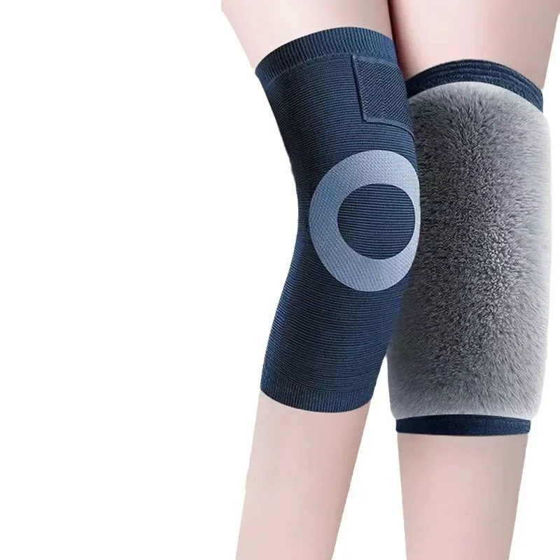 Warm Knee Pads with Thickened Rabbit Fur for Men and Women, Suitable for Autumn and Winter Cycling To Protect Joints.