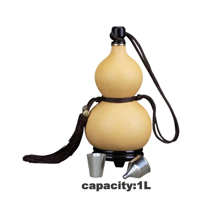 Gourd Wine Flask Outdoor Water Bottle With Tassel Rope Outdoor Portable Water Bottle With Stopper Flagon Kettle Chinese Feng