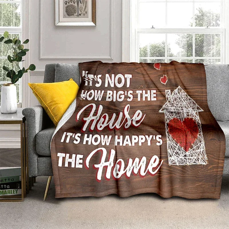 Family Text Blanket Love Flannel Throw Blanket Super Soft Fleece for Bedroom Couch Sofa Gift for Family Lightweight King Size